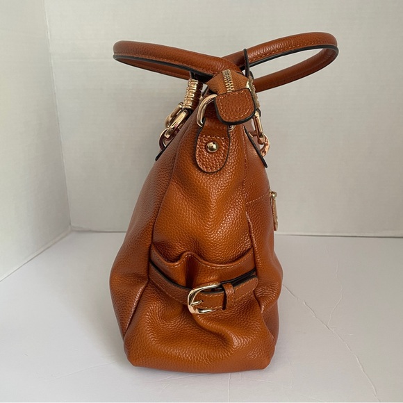 Used Kattee Tan Pebbled Genuine Leather Tote Bag Does not have shoulder strap - Picture 3 of 8